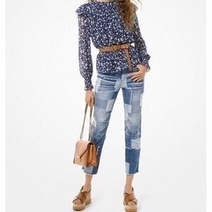 Michael Kors Two Tones Patchwork Raw Hem Jeans Size 00